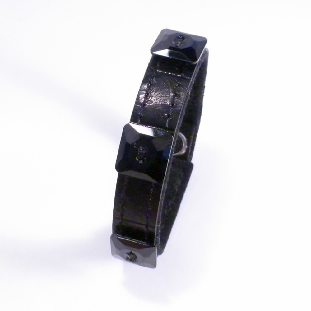 Black Bangle Bracelet with Black Swarovski Crystal